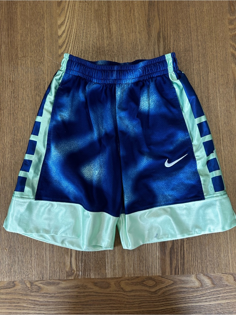 Nike Kids Blue and Light Green Athletic Basketball Shorts